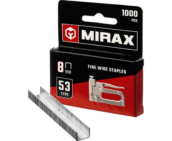 Скобы для степлера MIRAX тонкие 8 мм тип 53 (A /10 /JT21), закаленные, 1000 шт, 3153-08 – изображение 4