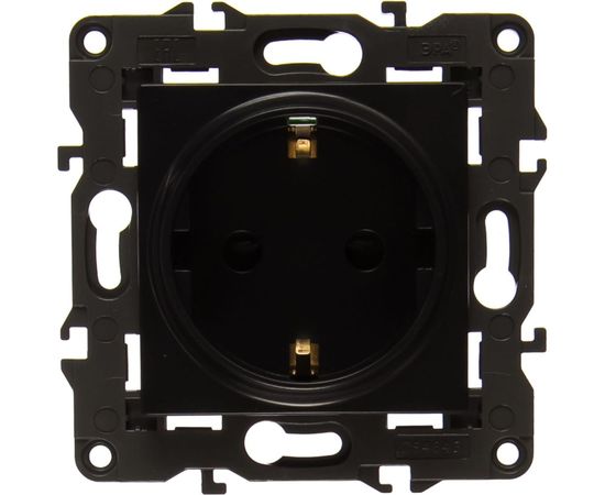 Розетка со шторками ЭРА Elegance 2P+E Schuko, 16A-250В, IP20, антрацит 14-2102-05 Б0034276 