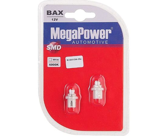 Автолампа T5 W2х4.6d с патроном B8.5d 1 SMD 3528 WHITE MEGAPOWER M-50213W-2бл 