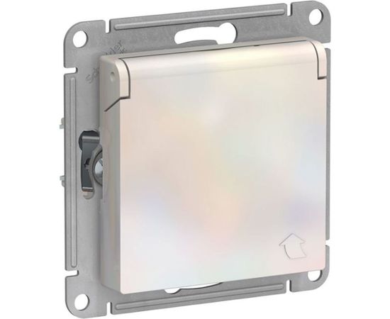 Розетка Schneider Electric AtlasDesign Жемчуг с заземлением со шторками с крышкой, 16А, IP20 ATN000446 