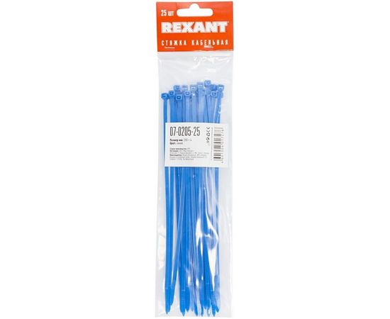 Хомут REXANT nylon 200x4.0 мм 25 шт синий 07-0205-25 – изображение 2