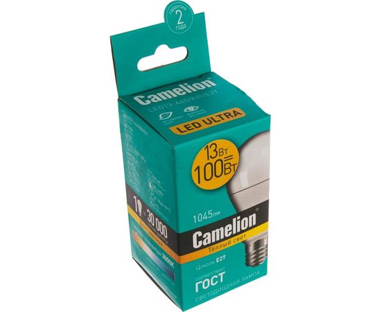 Светодиодная лампа 13Вт 220В Camelion LED13-A60/830/E27 12045 – изображение 2