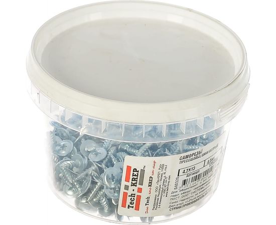 Саморез 4,2*13 прессшайба Tech-Krep цинк острый 0,5кг (357 шт.) 125398 – изображение 2