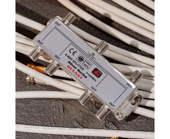 Делитель REXANT ТВ краб x 6 + 7шт. F BOX 5-1000 МГц Silver 05-6104 – изображение 10