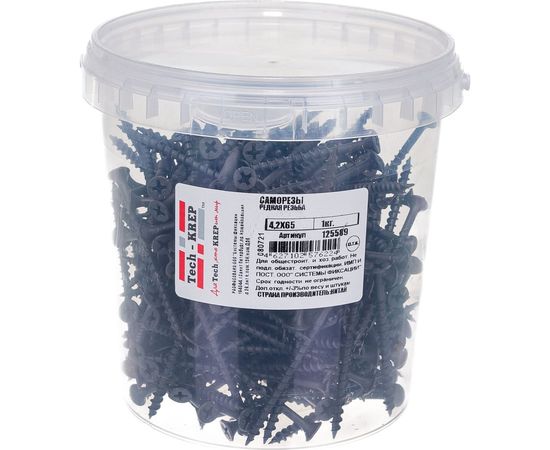Саморез Tech-Krep 1кг (333 шт.) 3,8*64 редкая резьба 125589 – изображение 2