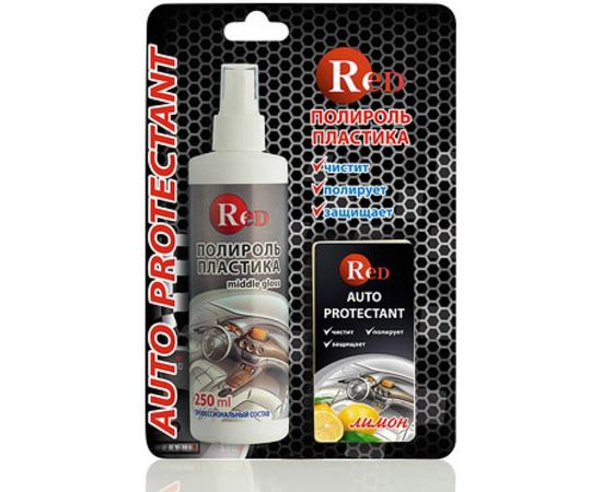 Полироль пластика RED Middle Gloss полуглянцевый, с губкой, лимон, 250 мл R4255 