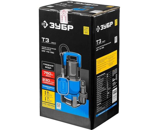 Дренажный насос ЗУБР Профессионал 750 Вт для грязной воды НПГ-Т3-750 – изображение 8