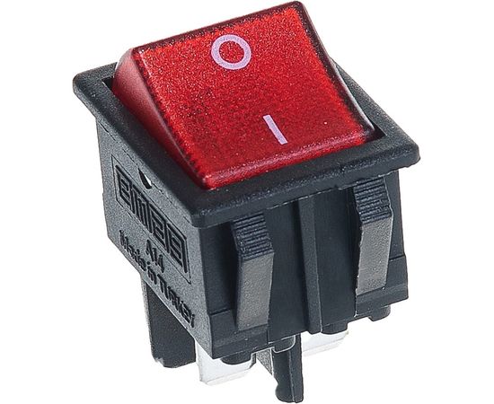 Клавишный выключатель Emas с подсветкой, красная клавиша, 2НО, 250В AC,16А A14B1K11 