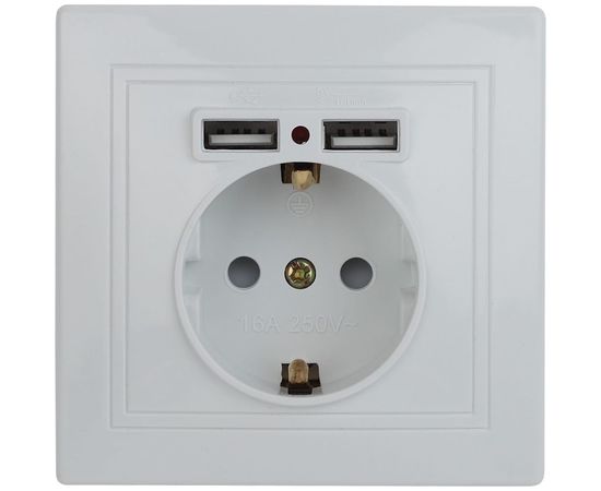 Розетка+USB Intro 141001 IP20, СУ, Plano, белый Б0043247 