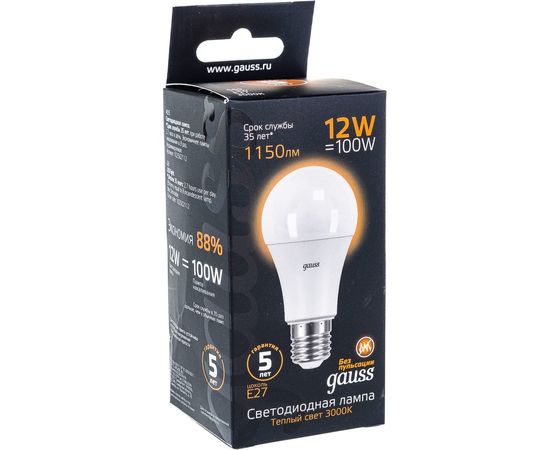 Лампа LED A60 globe 12W E27 3000K Gauss 102502112 – изображение 3
