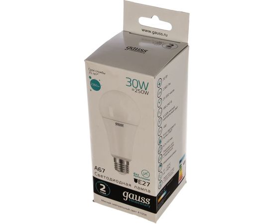 Лампа Gauss LED Elementary A67 30W E27 4100K 1/10/50 SQ73229 – изображение 2
