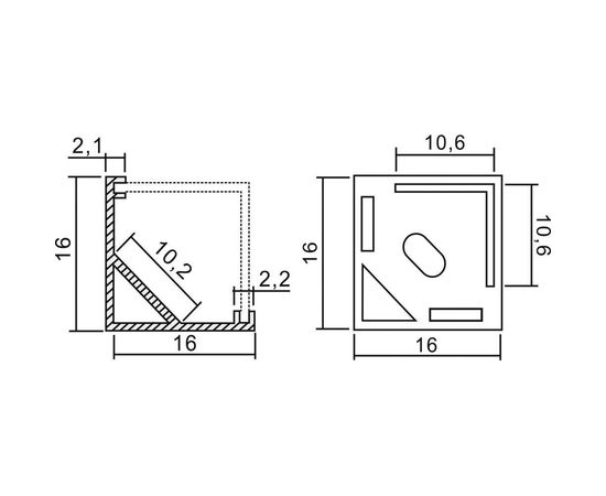 Алюминиевый угловой квадратный профиль, серебро Feron CAB281 10300 – изображение 2