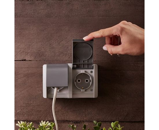 Двойная накладная розетка KRANZ горизонтальный блок с/з IP54 16А серая KR-78-0613 – изображение 3