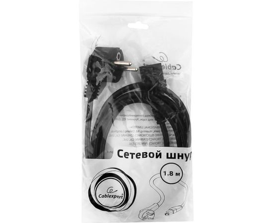 Кабель питания Cablexpert, 1.8м, Schuko- C13, 6А, черный, с заземлением PC-186 – изображение 2