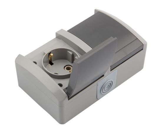 Двойная накладная розетка KRANZ горизонтальный блок с/з IP54 16А серая KR-78-0613 – изображение 8