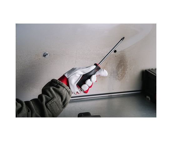 Кожаные перчатки Jeta Safety Mechanic, цвет красный/белый, манжета велкро JLE301-8/M – изображение 5