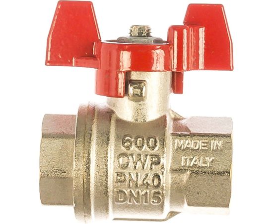 Шаровой кран RuB, 1/2" DN15 PN40, ВР-ВР, серия MILANO (S.90), бабочка S90D16 