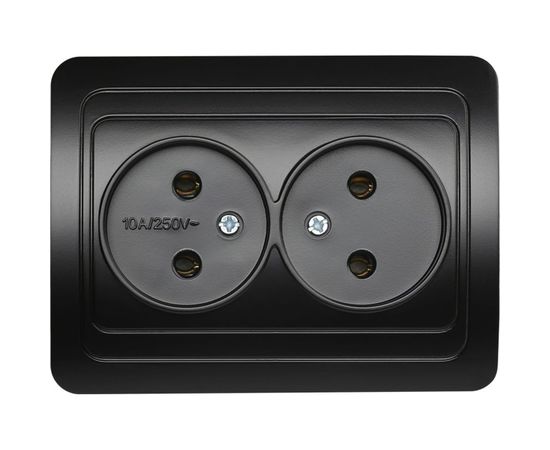 Розетка Smartbuy 2-местная без заземления 10А черная, Марс SBE-02b-10-S2-N-c 