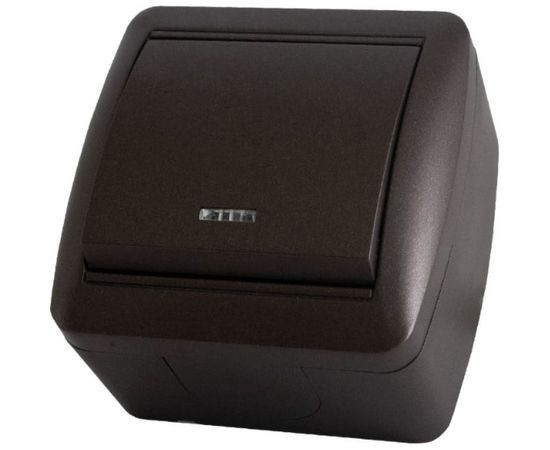 1-клавишный выключатель TDM открытой установки с подсветкой IP44 10А шоколад Селигер SQ1818-0203 