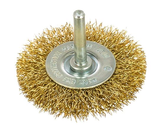 Щётка круглая, гофрированная латунная проволока №053 (63 мм; хвостовик 6 мм) для дрелей Атака 22343 