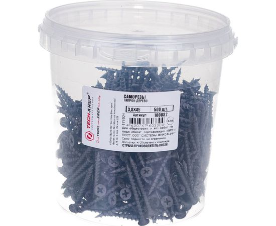 Саморез Tech-Krep ШСГД 3,8х45 500 шт, ведро 100082 