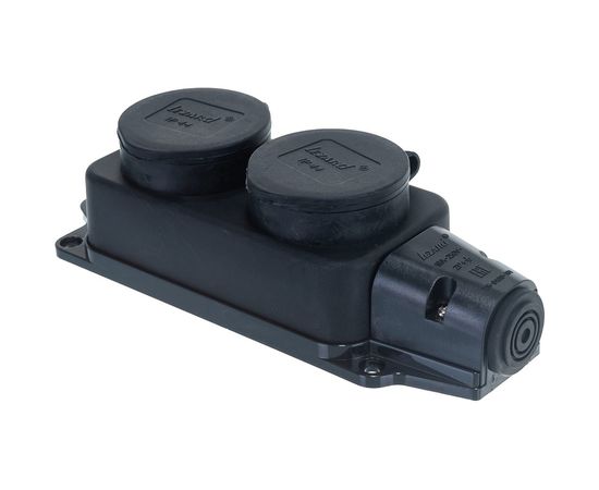 Двойная розетка наружной установки LEZARD 110 с заглушками 2Р+РЕ 1х16А 220-240V 106-0400-0110 – изображение 4