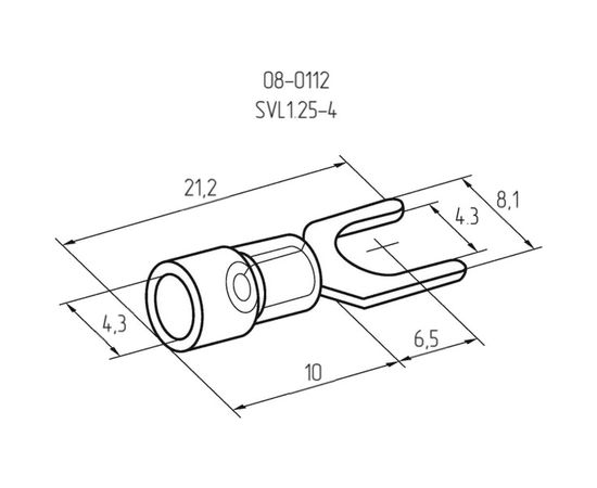 Вилочный изолированный наконечник REXANT 4.3мм 0.5-1.5кв.мм красный 08-0112 – изображение 2