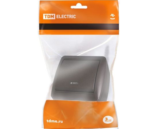 1-клавишный выключатель TDM открытой установки с подсветкой IP44 10А шоколад Селигер SQ1818-0203 – изображение 5