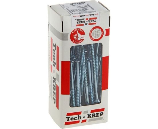 Универсальный саморез Tech-Krep 100х5,0 мм 100 шт оцинкованный, коробка с окном 102205 – изображение 2