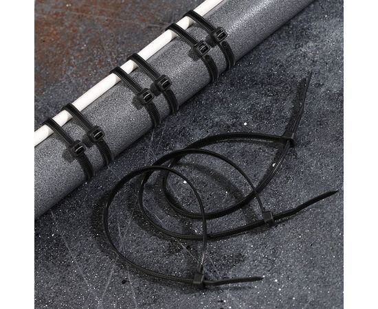 Нейлоновая хомут-стяжка с тройным замком REXANT 250x4,8 мм, черная, упаковка 100 шт. 67-0251-5 – изображение 6