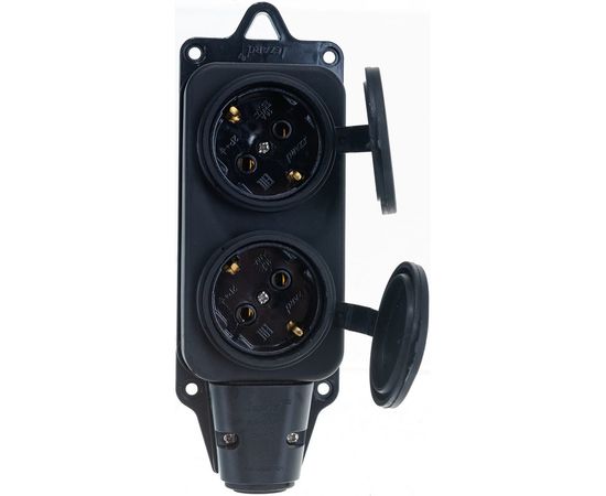 Двойная розетка наружной установки LEZARD 110 с заглушками 2Р+РЕ 1х16А 220-240V 106-0400-0110 – изображение 3