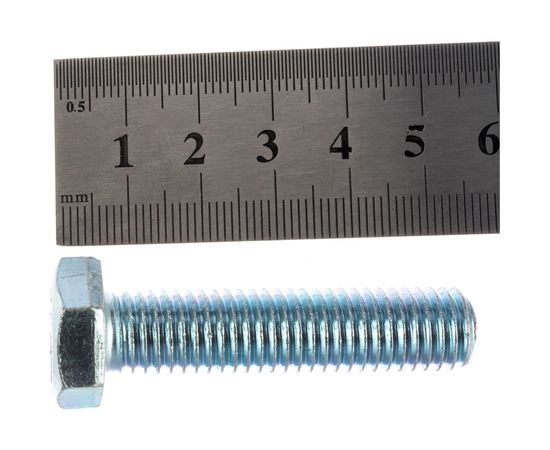 Болт Tech-Krep DIN933 с шестигранной головкой, оцинкованный М12х50 2 шт - пакет 126529 – изображение 3