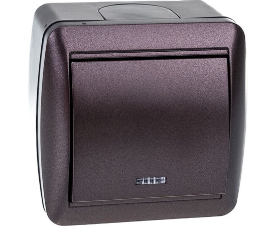 1-клавишный выключатель TDM открытой установки с подсветкой IP44 10А шоколад Селигер SQ1818-0203 – изображение 4