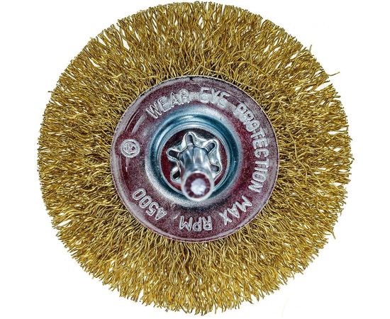 Щётка круглая, гофрированная латунная проволока №053 (63 мм; хвостовик 6 мм) для дрелей Атака 22343 – изображение 6