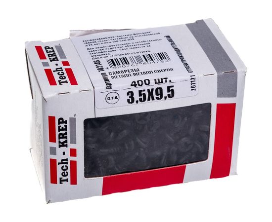 Саморез Tech-Krep ШСММ сверло 3,5х9,5 400 шт, коробка с окном 102146 – изображение 2