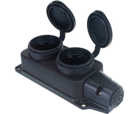 Двойная розетка наружной установки LEZARD 110 с заглушками 2Р+РЕ 1х16А 220-240V 106-0400-0110 – изображение 2