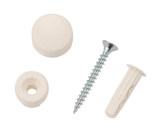 Крепление для зеркала ЕВРОПАРТНЕР белое, гладкое, комплект втулка+колпачек 88017 