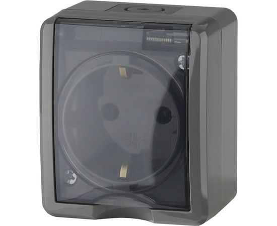Розетка ЭРА 11-2402-03 2P E IP54, шторки, 16A-250В, ОУ, серый Б0020715 