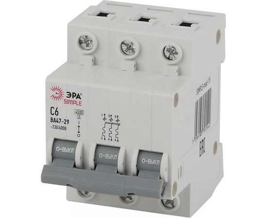 Автоматический выключатель ЭРА SIMPLE ВА 47-29 3P 63А C 4,5кА Б0039244 