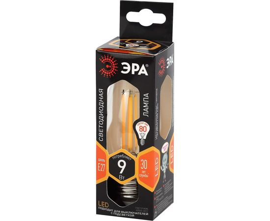 Филаментная лампа ЭРА FLED B35-9w-827-E27 свеча, 9 Вт, теплая, E27, 10/100/5000 Б0046993 – изображение 3