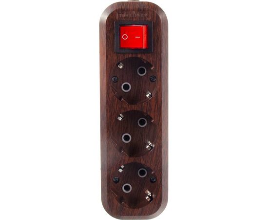 Розеточная колодка, 3 гнезда, с выключателем, бук TDM SQ1806-0063 – изображение 2