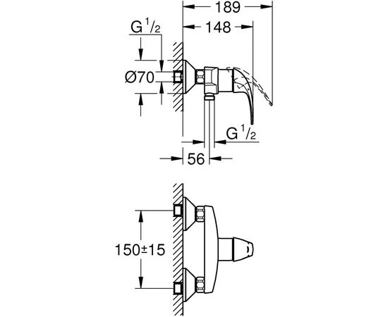 Однорычажный смеситель для душа GROHE BauCurve Longlife 35 мм 23631000 – изображение 2