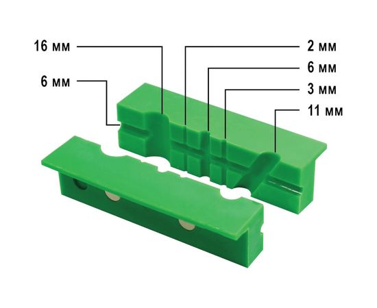 Губки магнитные с канавками (2 шт; 113х28х25 мм) для тисков КОБАЛЬТ 918-016 – изображение 3