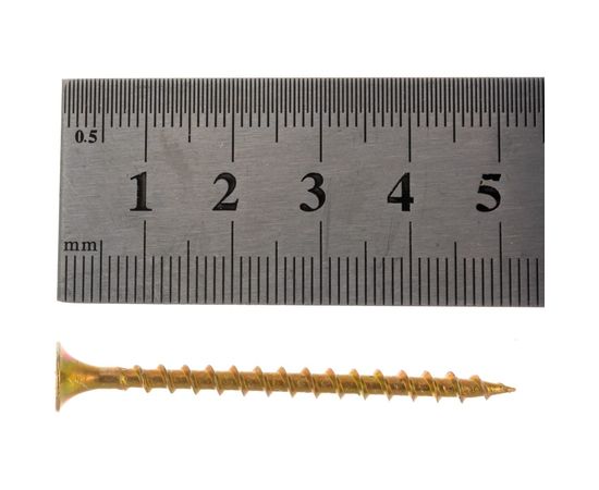 Саморезы с потайной головкой и крупным шагом Профикреп жёлтый цинк пакет, 3,5х55 10 шт 111988 – изображение 2