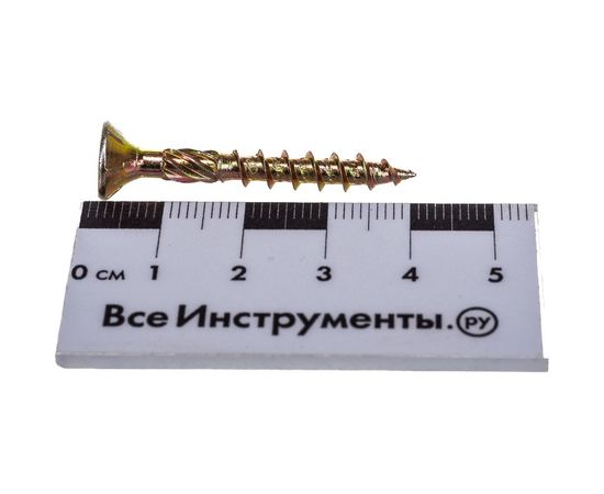 Шуруп Rusconnect CS 05040 с/нарез. д/дерева, потай, 5х40, 200 шт. Желтый цинк 310503 – изображение 2