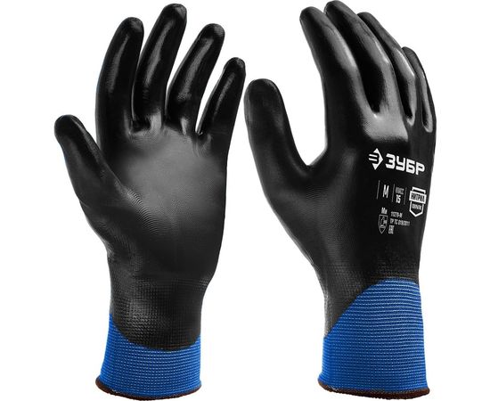 Маслобензостойкие перчатки ЗУБР Механик+ размер M, полный облив, тонкие 11279-M 