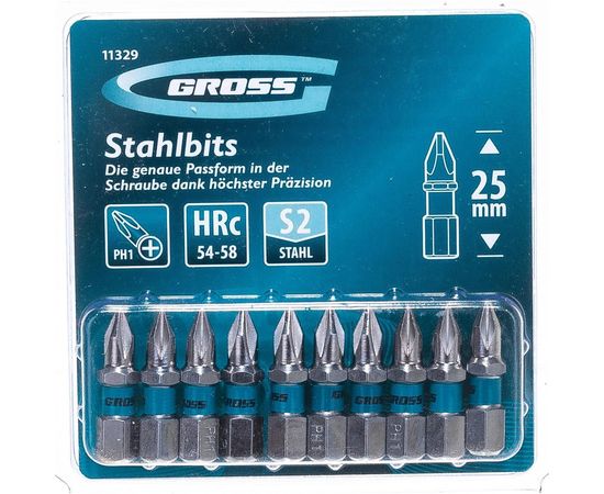 Набор бит (сталь S2; PH 1х25 мм; 10 шт.) GROSS 11329 