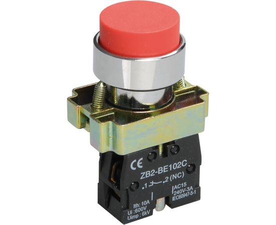 Кнопка управления IEK LAY5-BL42 без подсветки, красная, 1р, ИЭК BBT71-BL-K04 