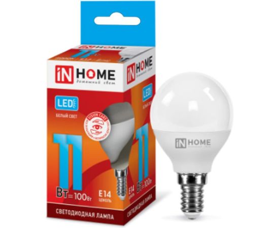 Светодиодная лампа IN HOME LED-ШАР-VC 11Вт, 230В, Е14, 4000К, 990Лм 4690612020594 
