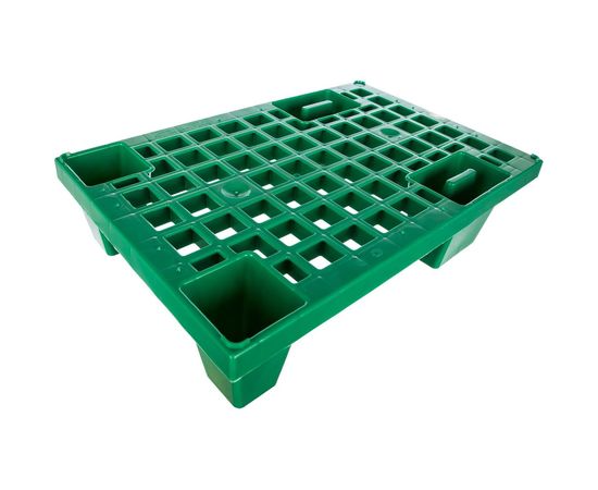 Перфорированный паллет на ножках, зеленый, 600х400х130 мм ТАРА 14994 
